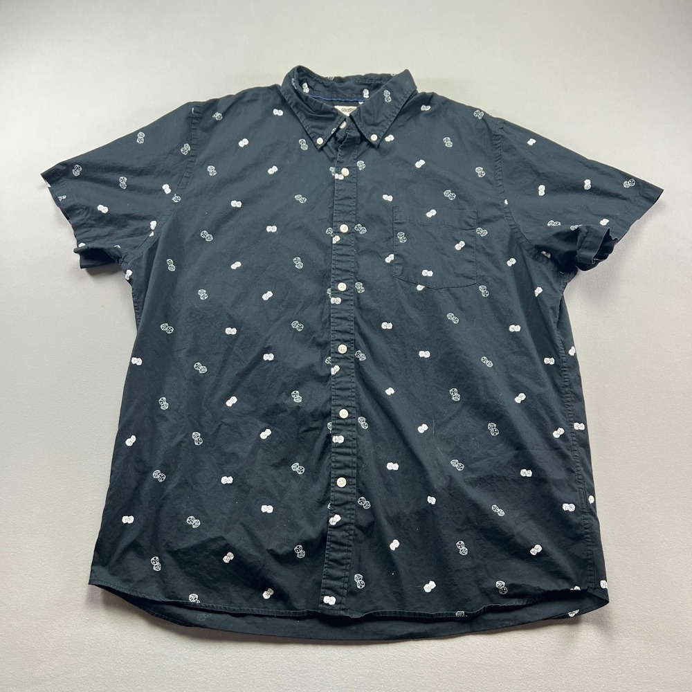 Goodthreads Poplin Shirt Mens 2XL Black Dice Print Cotton Slim Fit Button Down